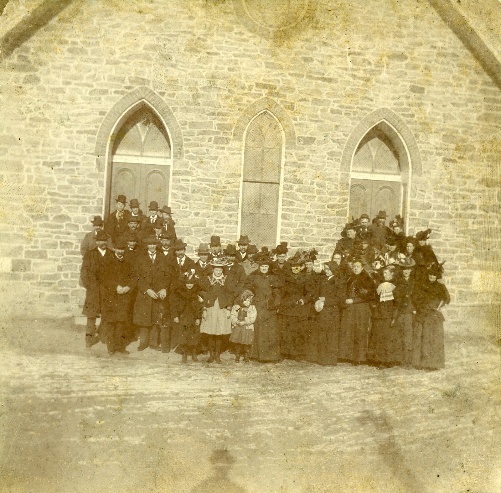Parishioners gather, likely early 1900s.