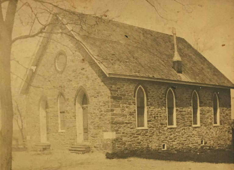 A historic photo of the church.